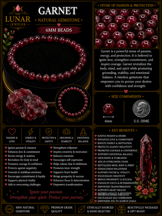 Garnet Bracelet – 7.5" Elastic Bracelet