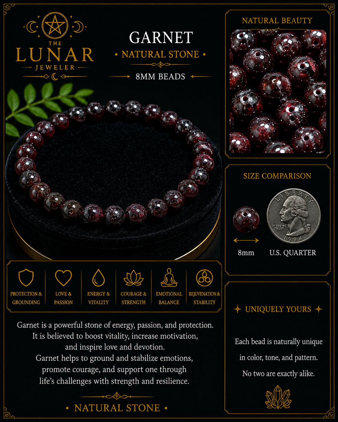 Garnet Bracelet – 7.5