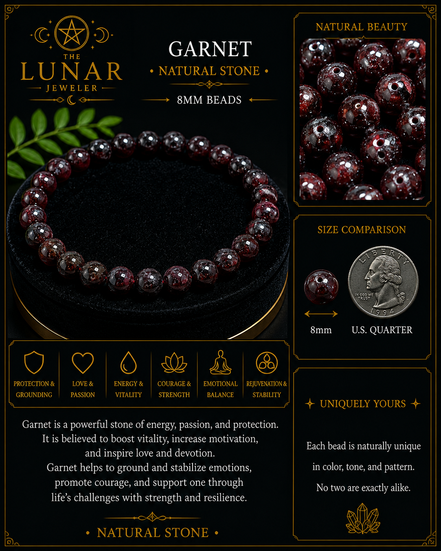 Garnet Bracelet – 7.5" Elastic Bracelet