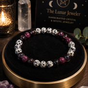 Garnet & Dalmatian Jasper Bracelet – 7.5