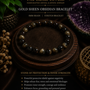Gold Sheen Obsidian Bracelet – 7.5