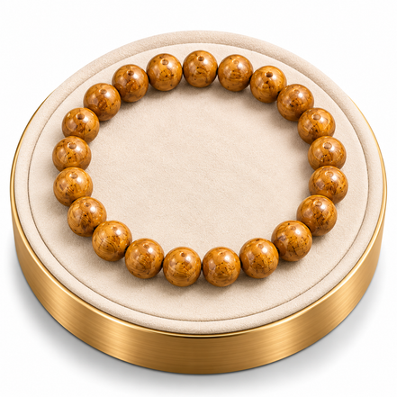 Golden Sandalwood Bracelet – 7.5" Elastic Bracelet