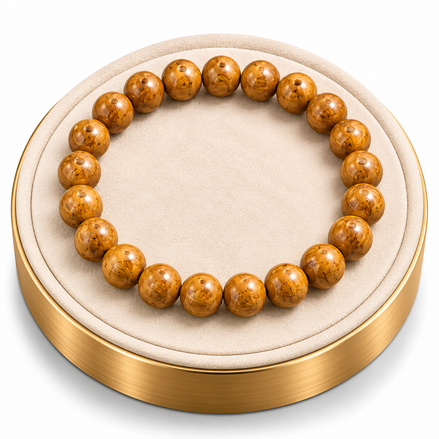 Golden Sandalwood Bracelet – 7.5" Elastic Bracelet