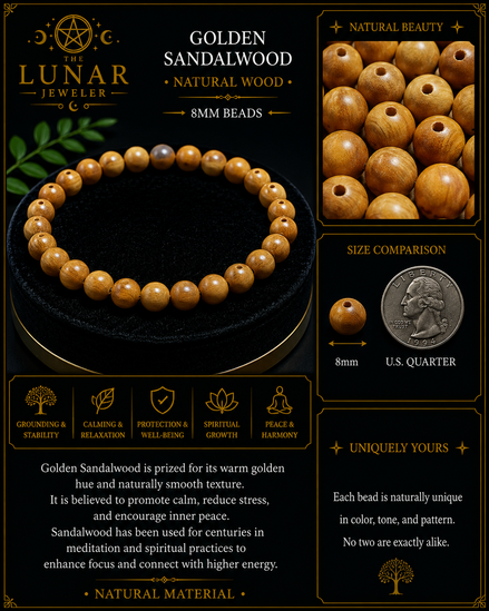 Golden Sandalwood Bracelet – 7.5" Elastic Bracelet