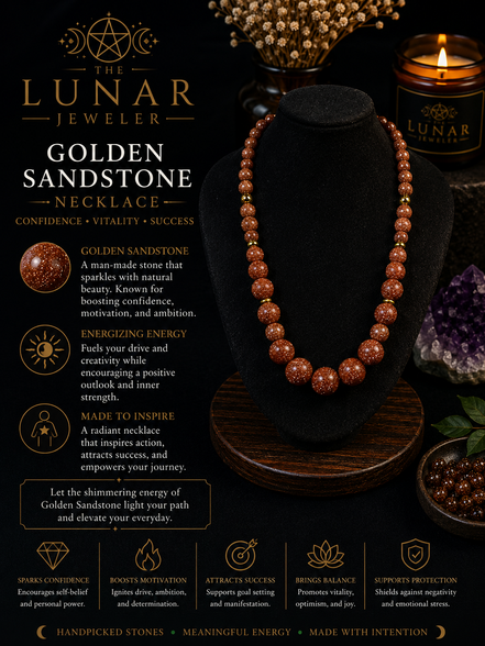 Golden Sandstone Beaded Necklace – 22" Steel Wire Necklace
