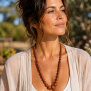 Golden Sandstone Beaded Necklace – 22