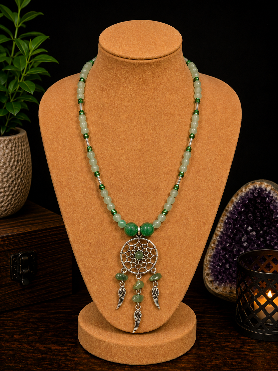 Green Aventurine Dreamcatcher Necklace – 22