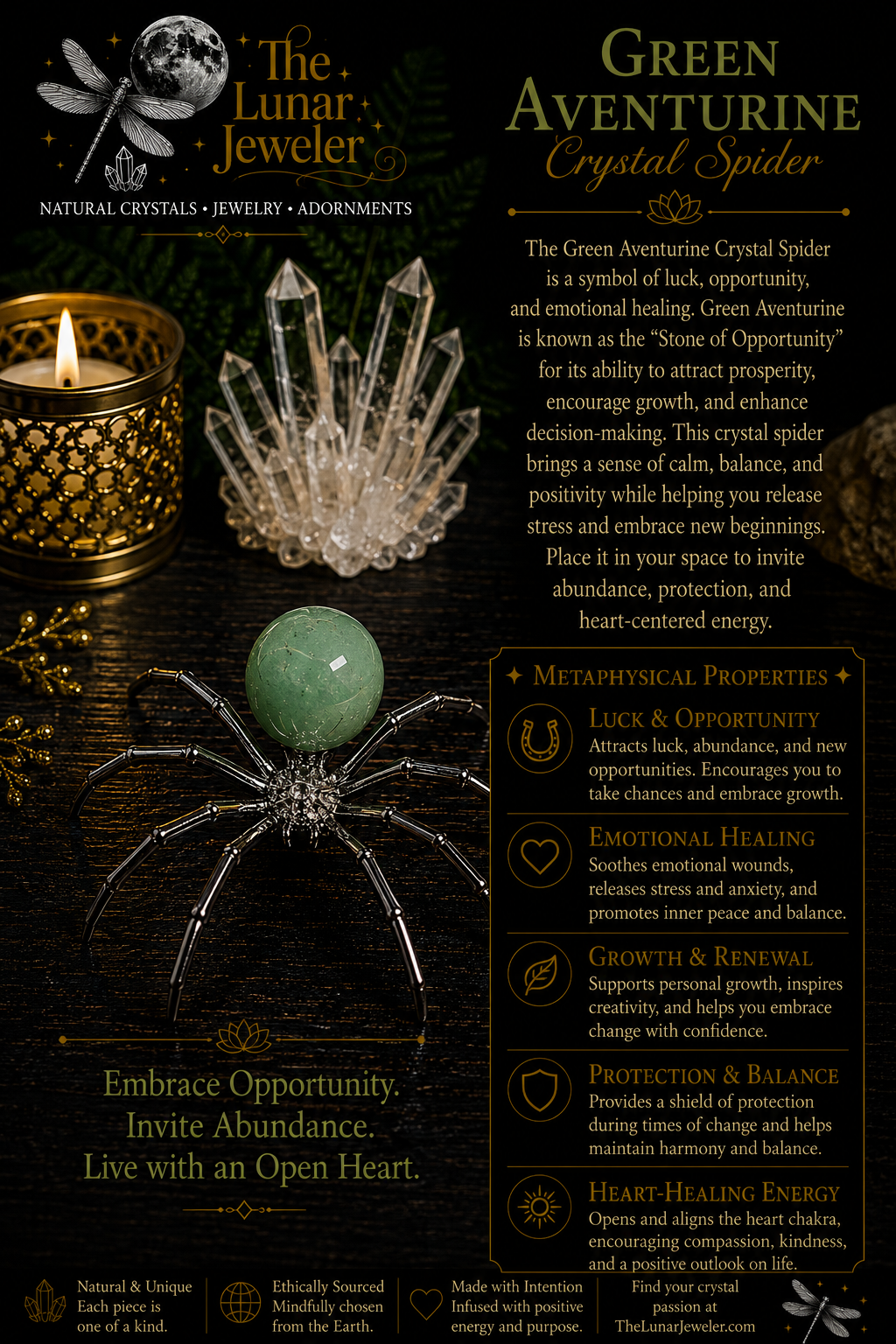 Crystal Spider – Natural Crystal Spider Carving with Zinc Alloy Body