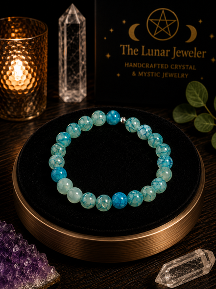 Green Dragon Agate Bracelet – 7.5" Elastic Bracelet