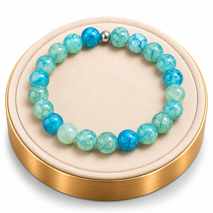 Green Dragon Agate Bracelet – 7.5" Elastic Bracelet