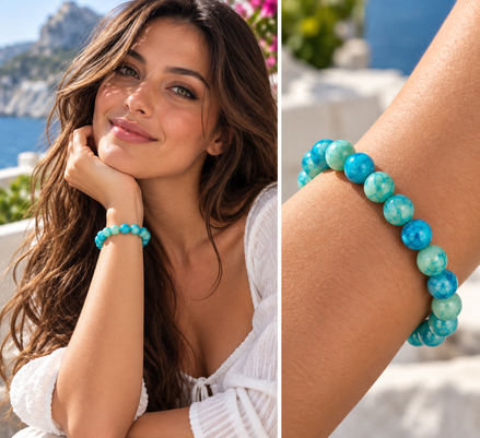 Green Dragon Agate Bracelet – 7.5" Elastic Bracelet