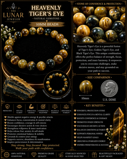 Heavenly Tiger's Eye Bracelet – 7.5" Elastic Bracelet