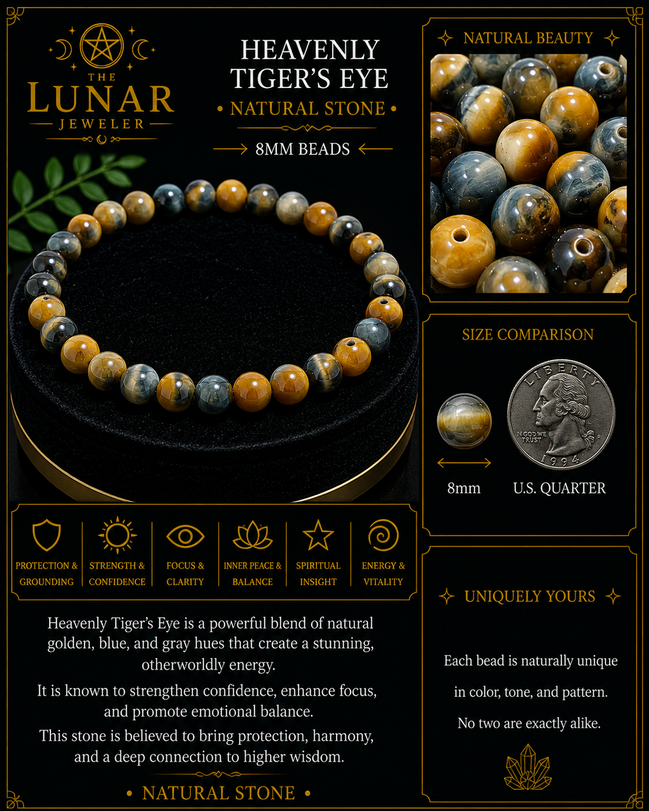 Heavenly Tiger's Eye Bracelet – 7.5" Elastic Bracelet