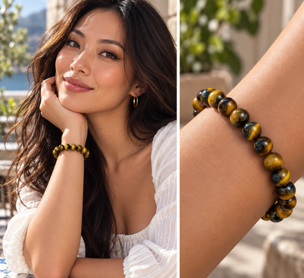 Heavenly Tiger's Eye Bracelet – 7.5" Elastic Bracelet