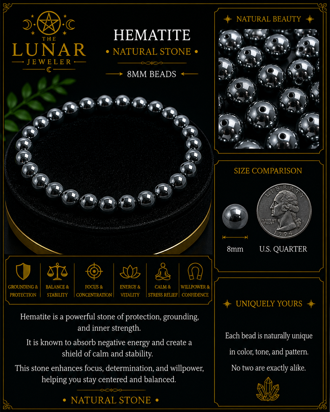 Hematite Bracelet – 7.5