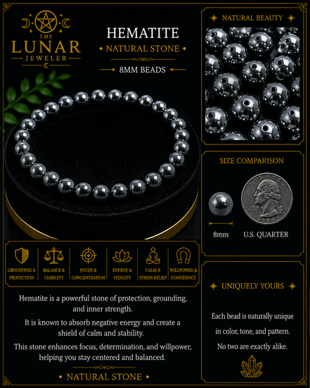 Hematite Bracelet – 7.5" Elastic Bracelet