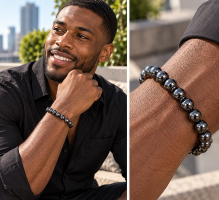 Hematite Bracelet – 7.5" Elastic Bracelet