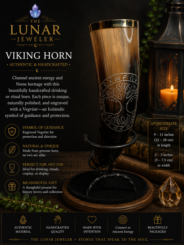 Hand-Carved Viking Drinking Horn – Natural Water Buffalo Horn