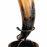Hand-Carved Viking Drinking Horn – Natural Water Buffalo Horn