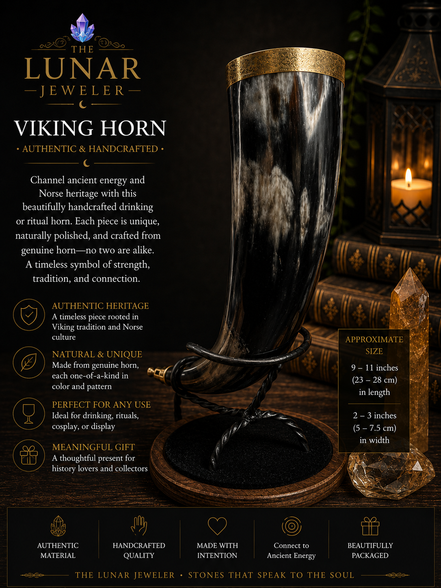 Hand-Carved Viking Drinking Horn – Natural Water Buffalo Horn