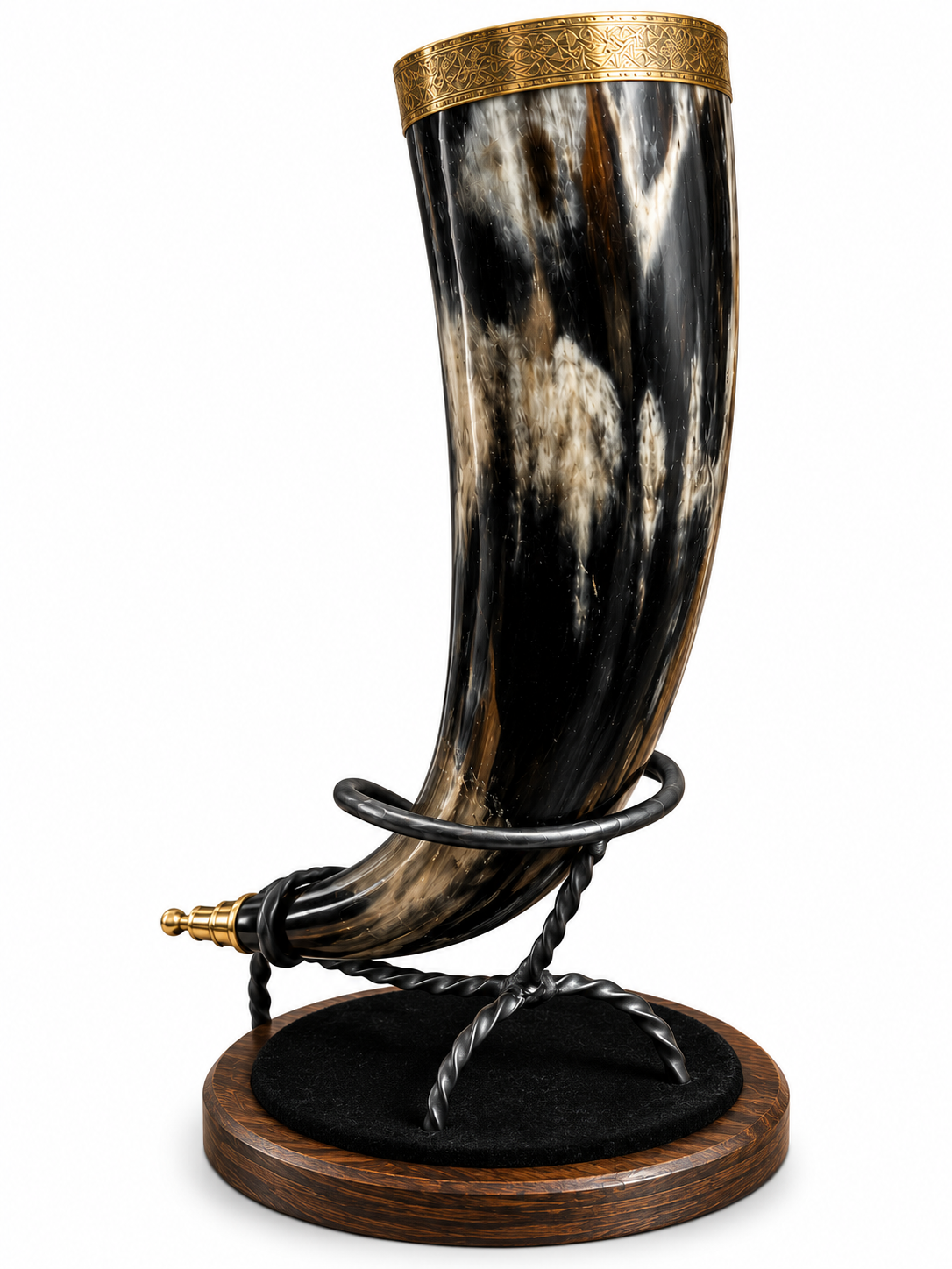 Hand-Carved Viking Drinking Horn – Natural Water Buffalo Horn