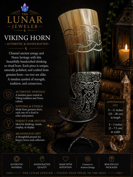 Hand-Carved Viking Drinking Horn – Natural Water Buffalo Horn