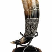 Hand-Carved Viking Drinking Horn – Natural Water Buffalo Horn