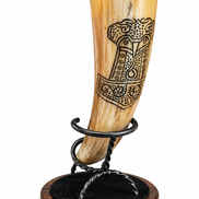 Hand-Carved Viking Drinking Horn – Natural Water Buffalo Horn