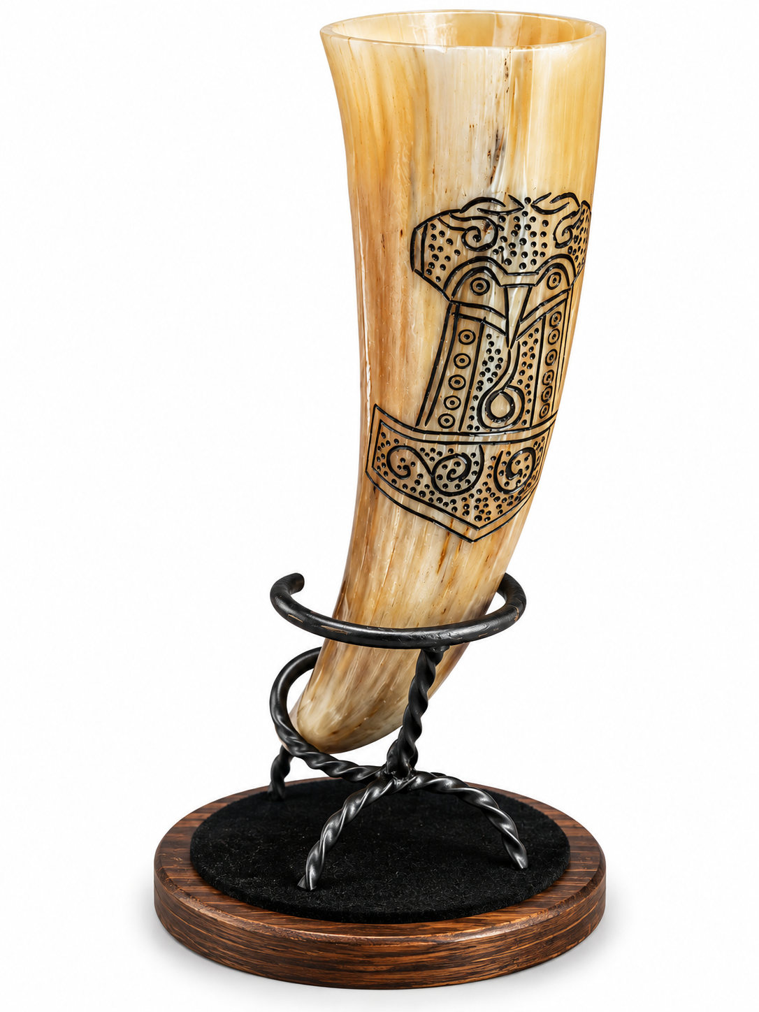 Hand-Carved Viking Drinking Horn – Natural Water Buffalo Horn