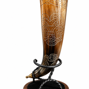 Hand-Carved Viking Drinking Horn – Natural Water Buffalo Horn