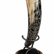 Hand-Carved Viking Drinking Horn – Natural Water Buffalo Horn