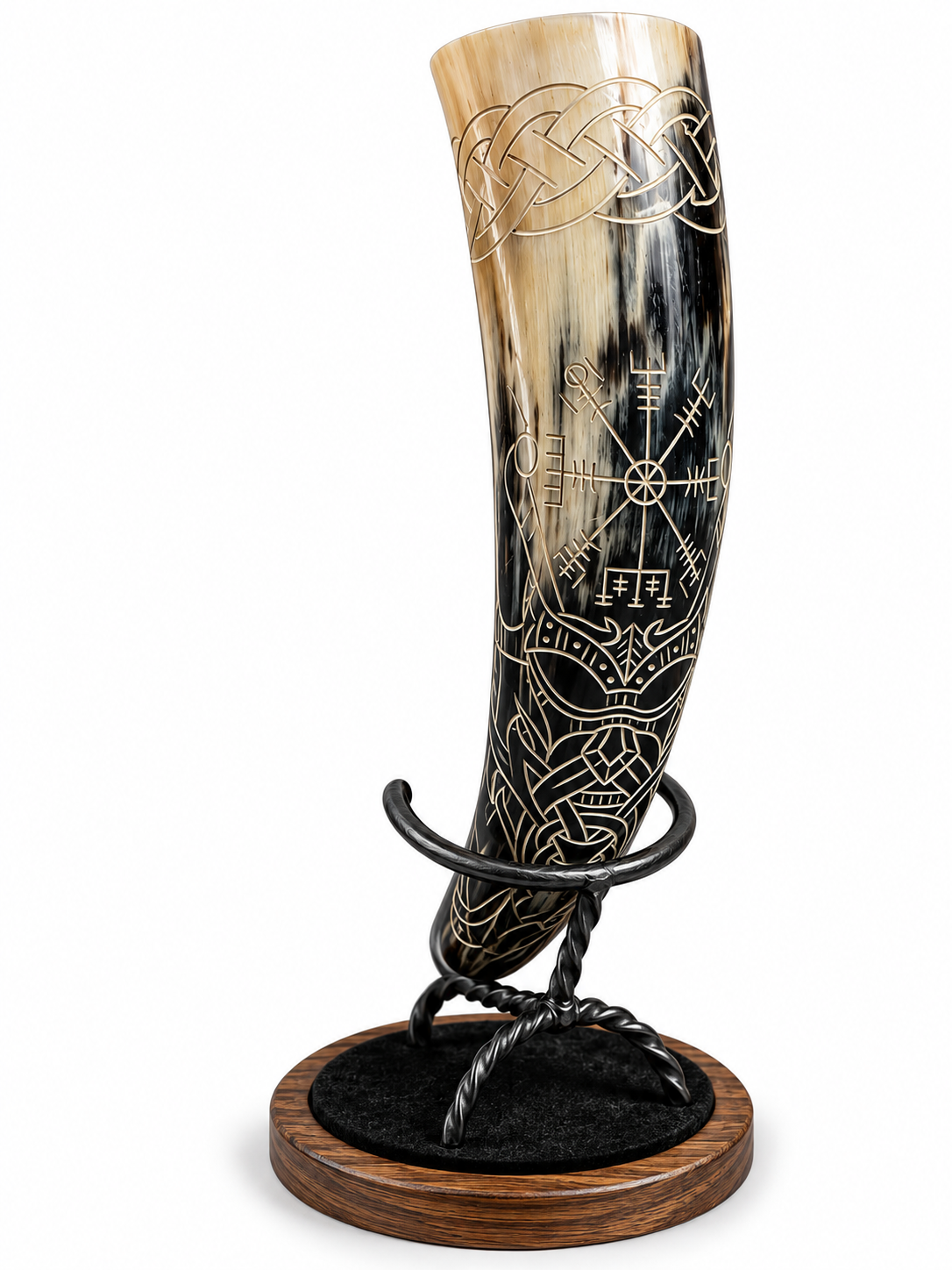 Hand-Carved Viking Drinking Horn – Natural Water Buffalo Horn
