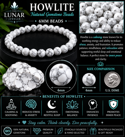 Howlite Bracelet – 7.5" Elastic Bracelet