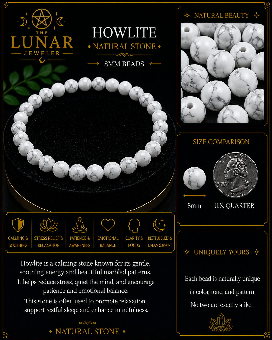 Howlite Bracelet – 7.5