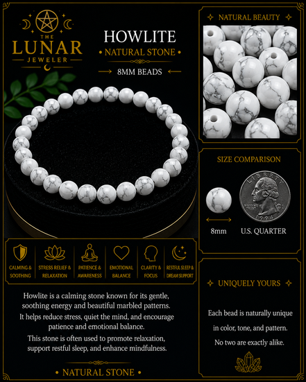 Howlite Bracelet – 7.5" Elastic Bracelet