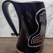 Viking Chieftain Mugs – Handcrafted Natural Ox Horn Drinking Mugs | 18–25 oz