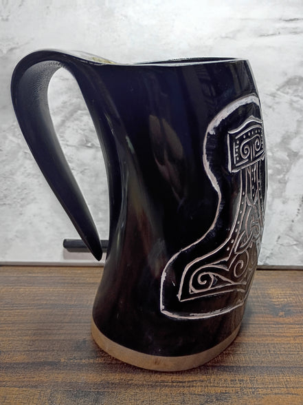 Viking Chieftain Mugs – Handcrafted Natural Ox Horn Drinking Mugs | 18–25 oz