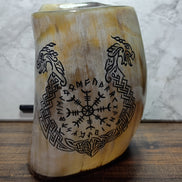 Viking Chieftain Mugs – Handcrafted Natural Ox Horn Drinking Mugs | 18–25 oz
