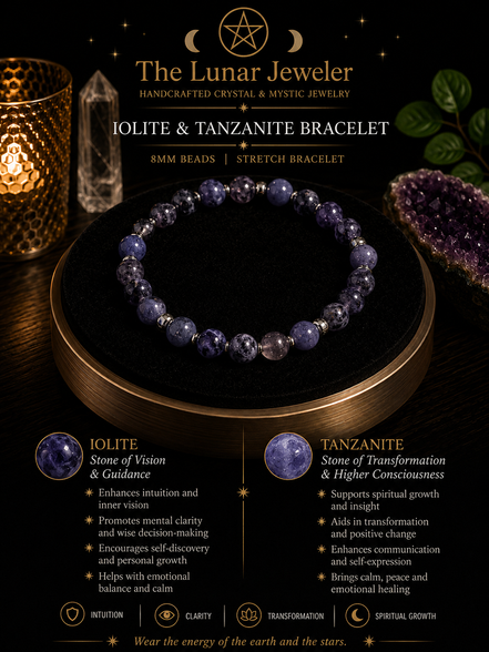Iolite & Tanzanite Bracelet – 7.5" Elastic Bracelet