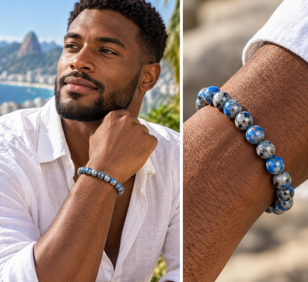 K2 Raindrop Azurite Bracelet – 7.5" Elastic Bracelet