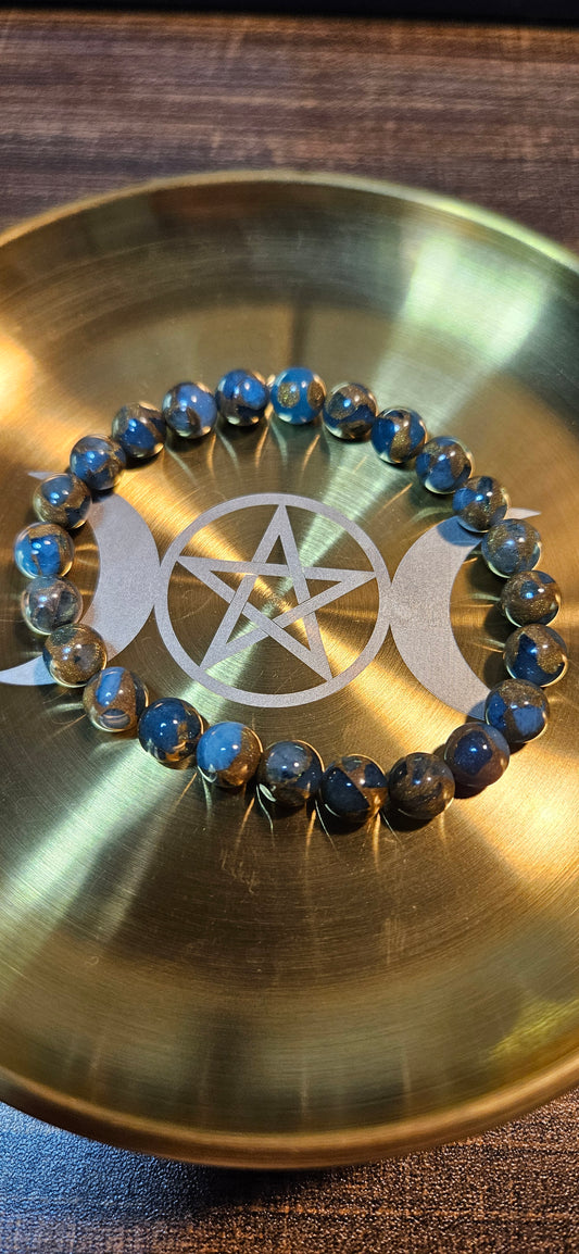 Lake Blue Cloisonné Bracelet Elegant Enamel-inspired Bead Jewelry