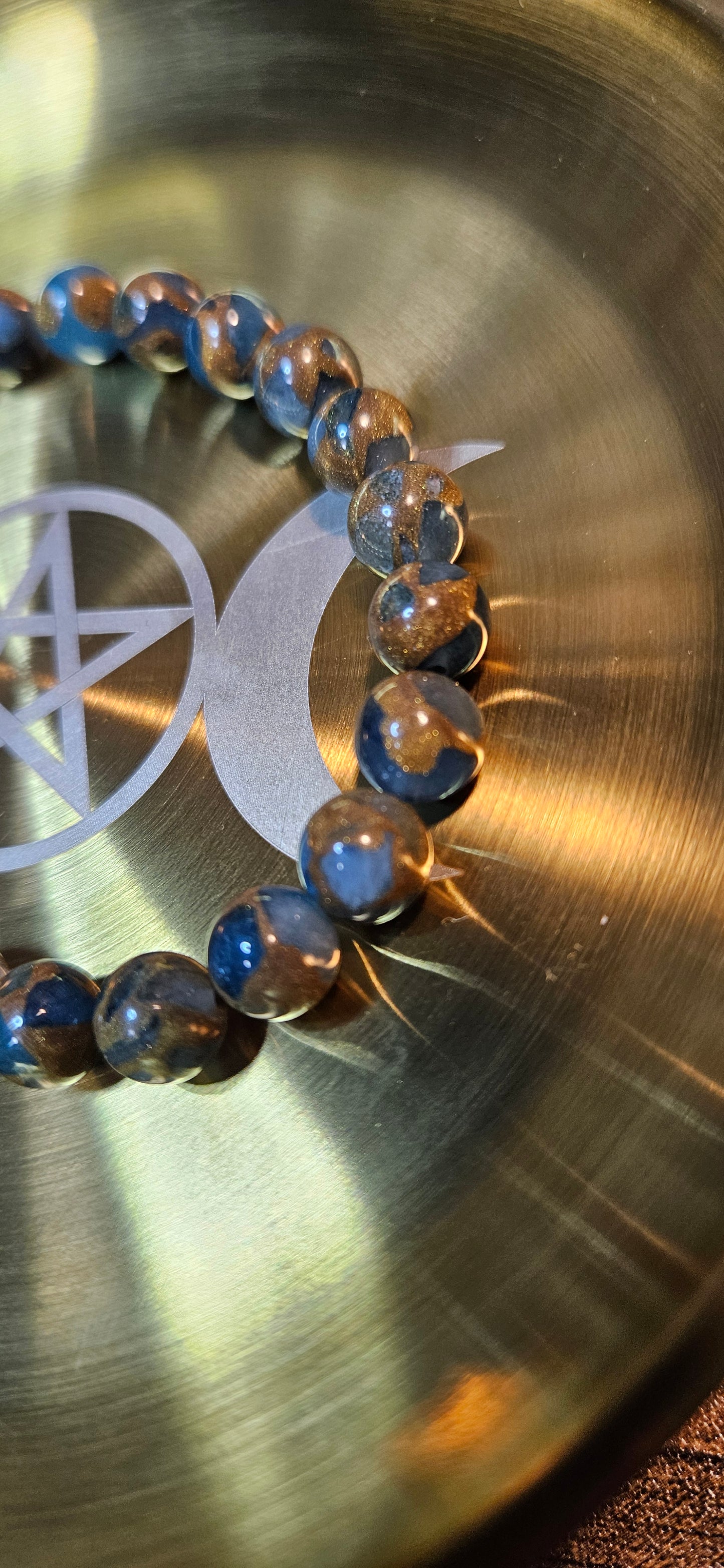 Lake Blue Cloisonné Bracelet Elegant Enamel-inspired Bead Jewelry