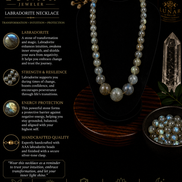 Labradorite Beaded Necklace with Black Dragonfly Pendant – 22