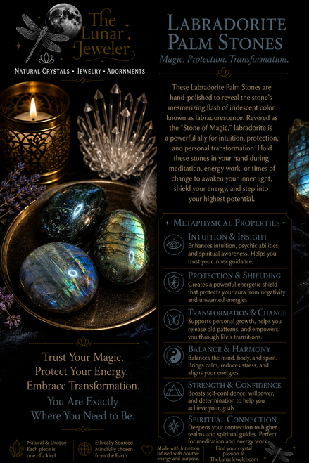 Labradorite Palm Stone – Genuine Natural Polished Crystal