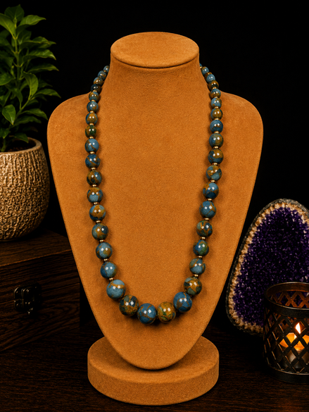 Lake Blue Variscite Beaded Necklace – 22" Necklace
