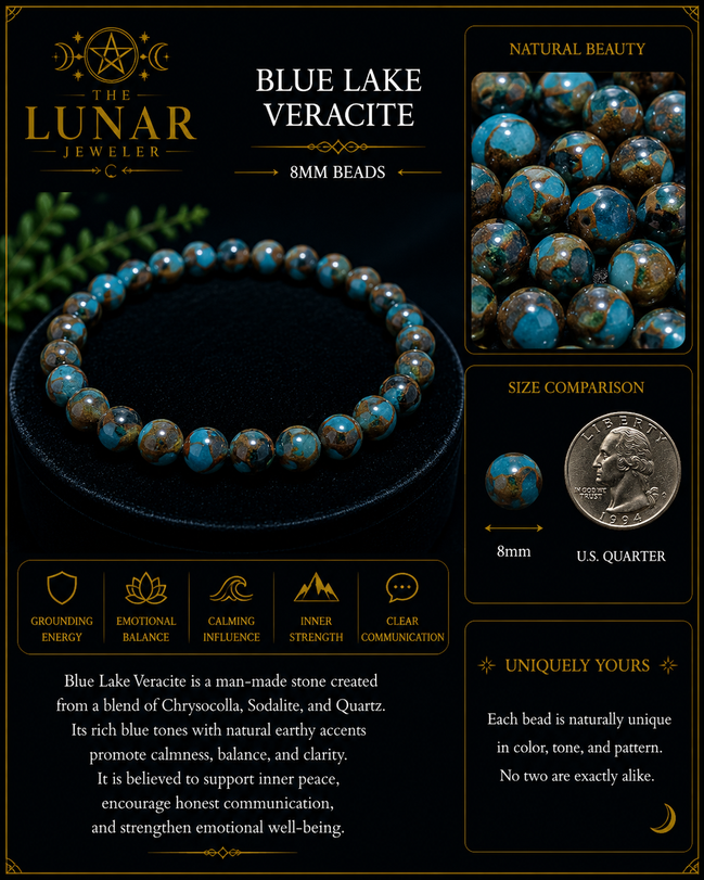 Lake Blue Variscite Bracelet – 7.5" Elastic Stretch Bracelet