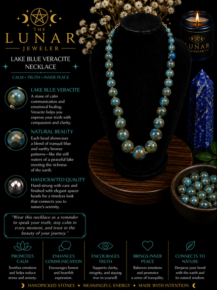 Lake Blue Variscite Beaded Necklace – 22" Necklace