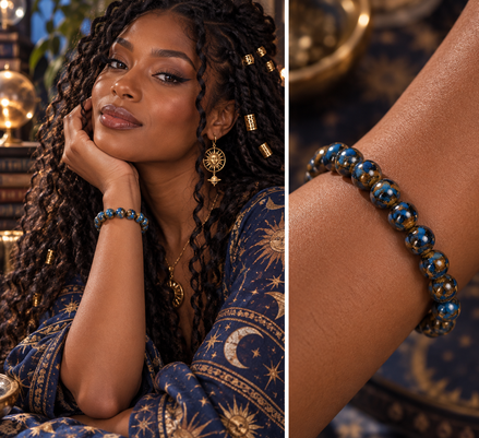 Lake Blue Variscite Bracelet – 7.5" Elastic Stretch Bracelet