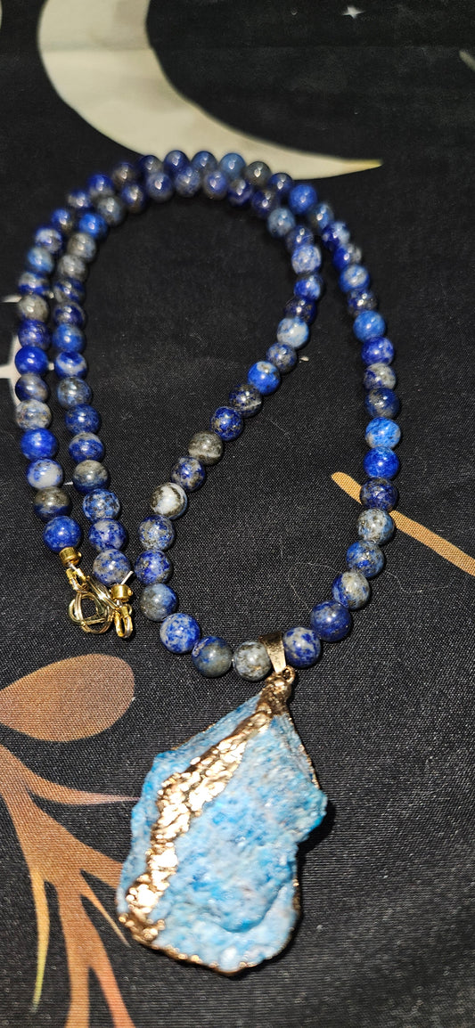 Lapis Lazuli Necklace with Raw Sodalite pendant