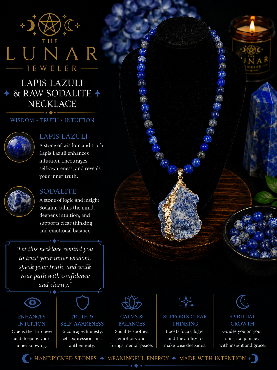 Lapis Lazuli Beaded Necklace – 22